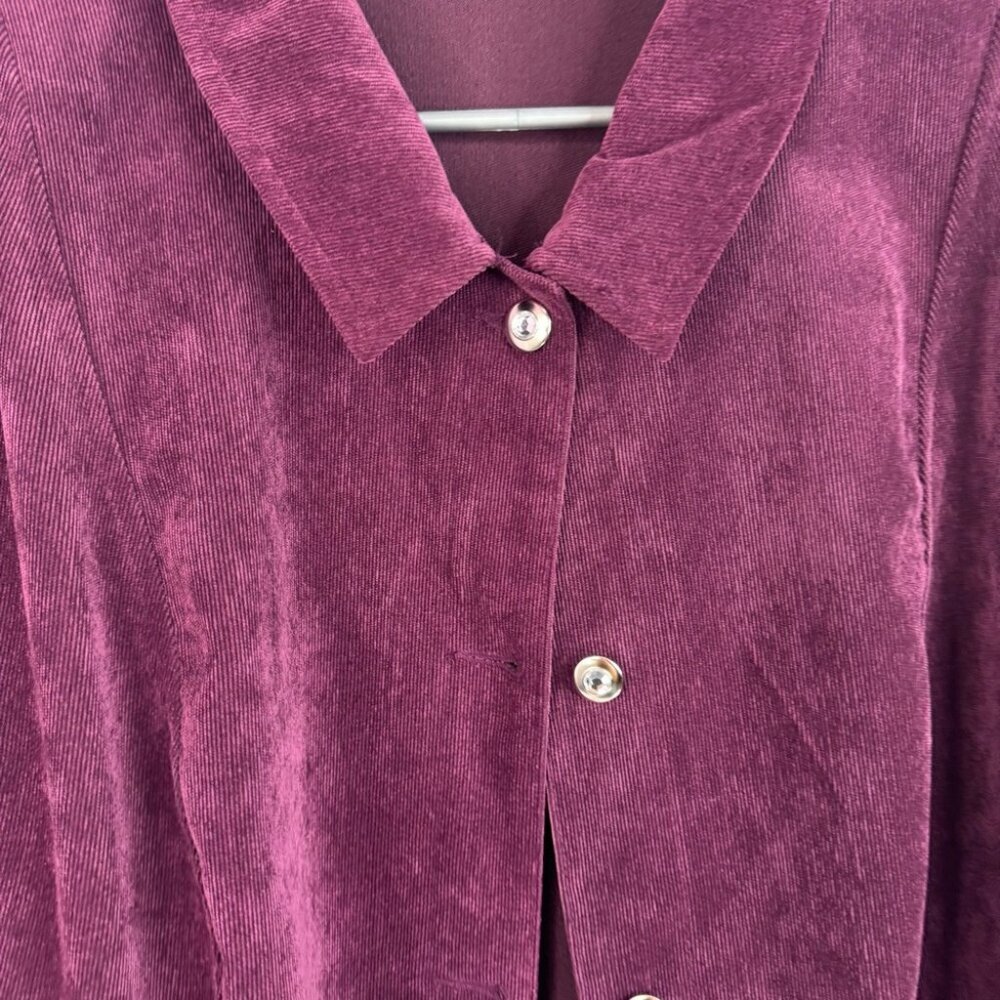 Allison Daley blazer cardigan Women's Deep Purple Button-Down Shirt - Picture 5 of 10